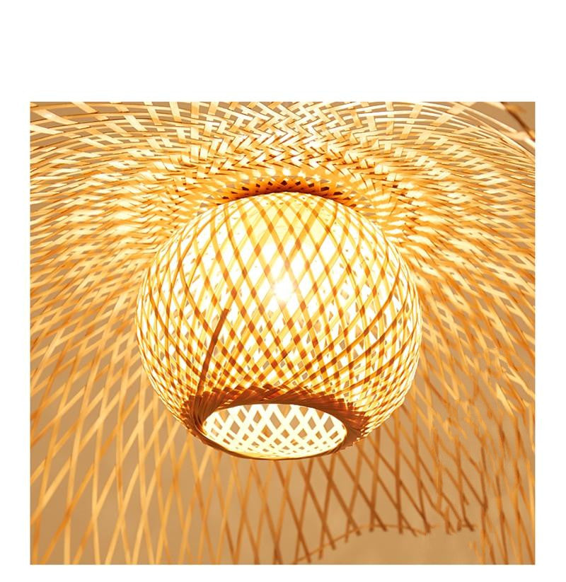 Top Hat Bamboo Rattan Hanging Pendant Light