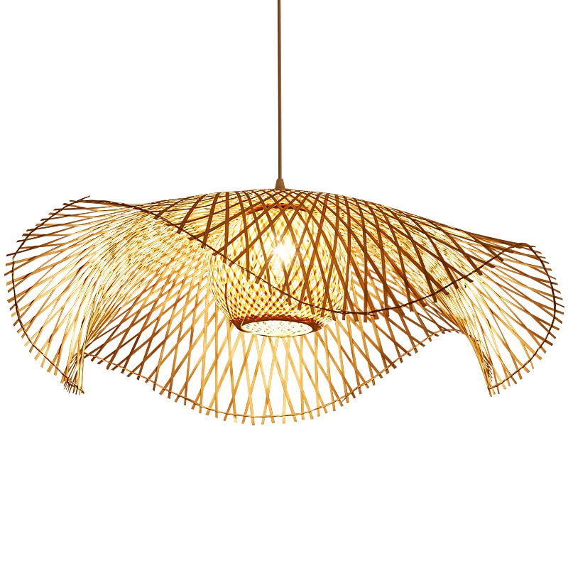 Top Hat Bamboo Rattan Hanging Pendant Light