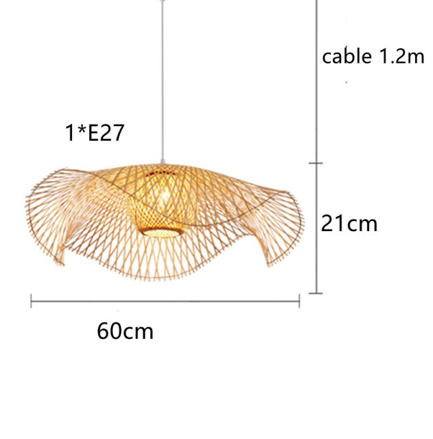 Top Hat Bamboo Rattan Hanging Pendant Light