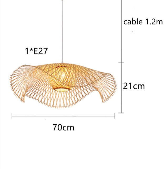 Top Hat Bamboo Rattan Hanging Pendant Light