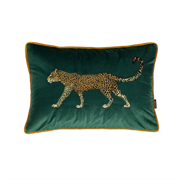 Retro Green Velvet Leopard Pillow Case GabyBerg Design