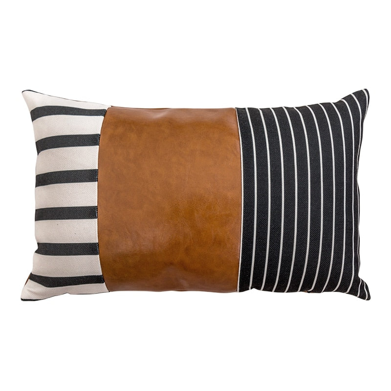 Boho Lumbar  Leather Throw Pillow Case, 30x50cm