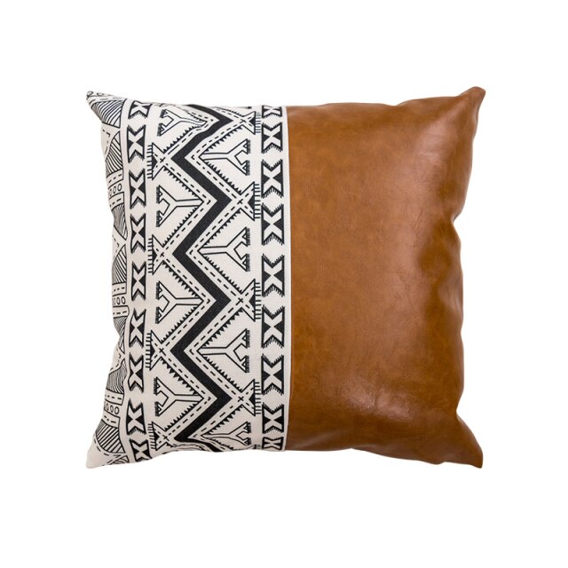 Boho Lumbar  Leather Throw Pillow Case, 30x50cm