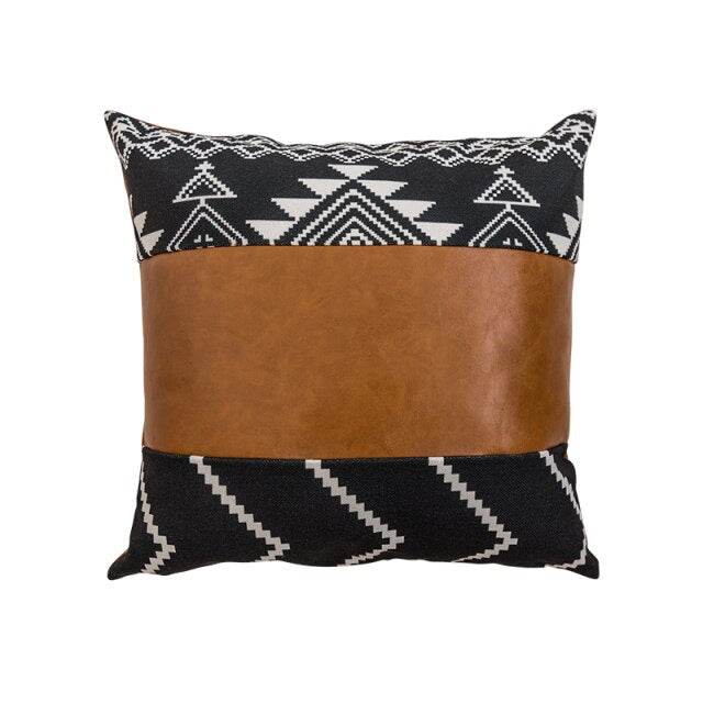 Boho Lumbar  Leather Throw Pillow Case, 30x50cm