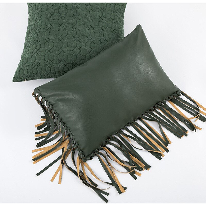 Modern Tassels Leather Pillow Case