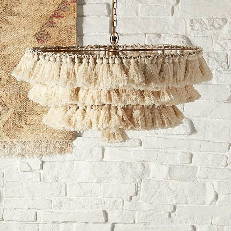 Nordic Pink Tassels Chandelier, Wall Lamp