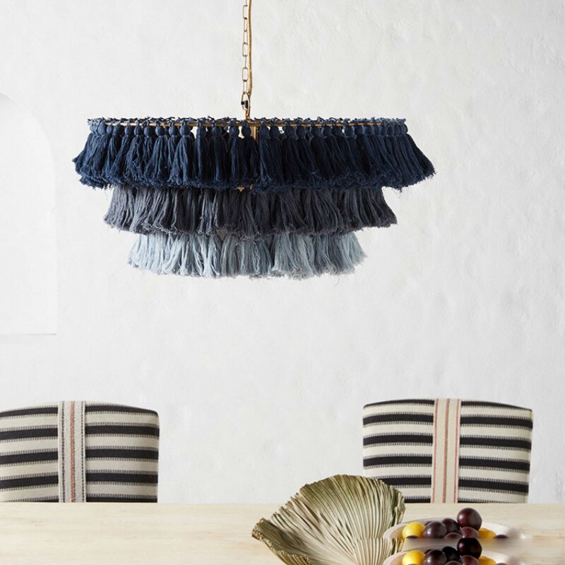 Nordic Pink Tassels Chandelier, Wall Lamp