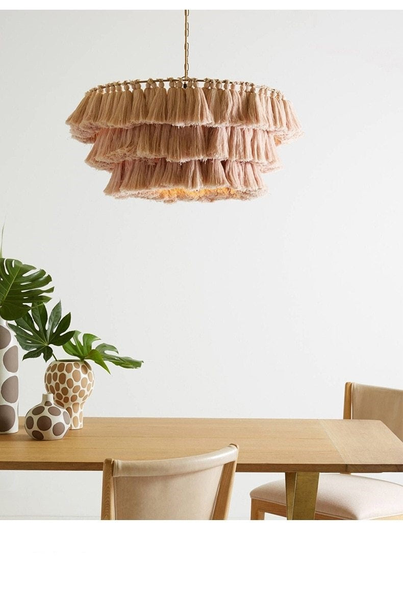 Nordic Pink Tassels Chandelier, Wall Lamp