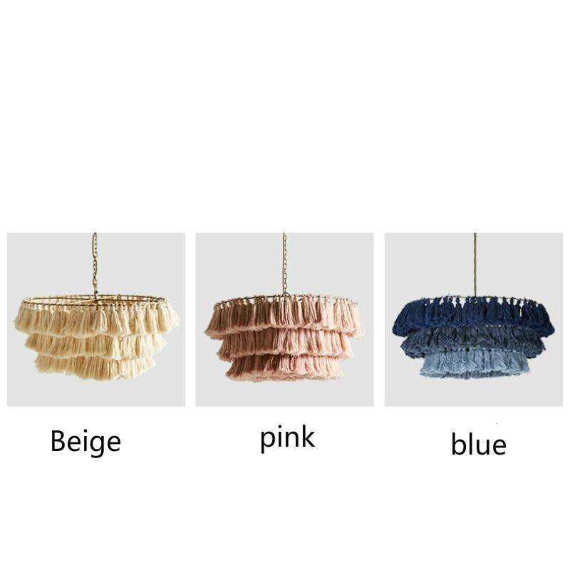 Nordic Pink Tassels Chandelier, Wall Lamp