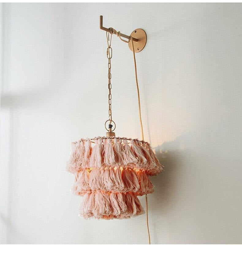 Nordic Pink Tassels Chandelier, Wall Lamp