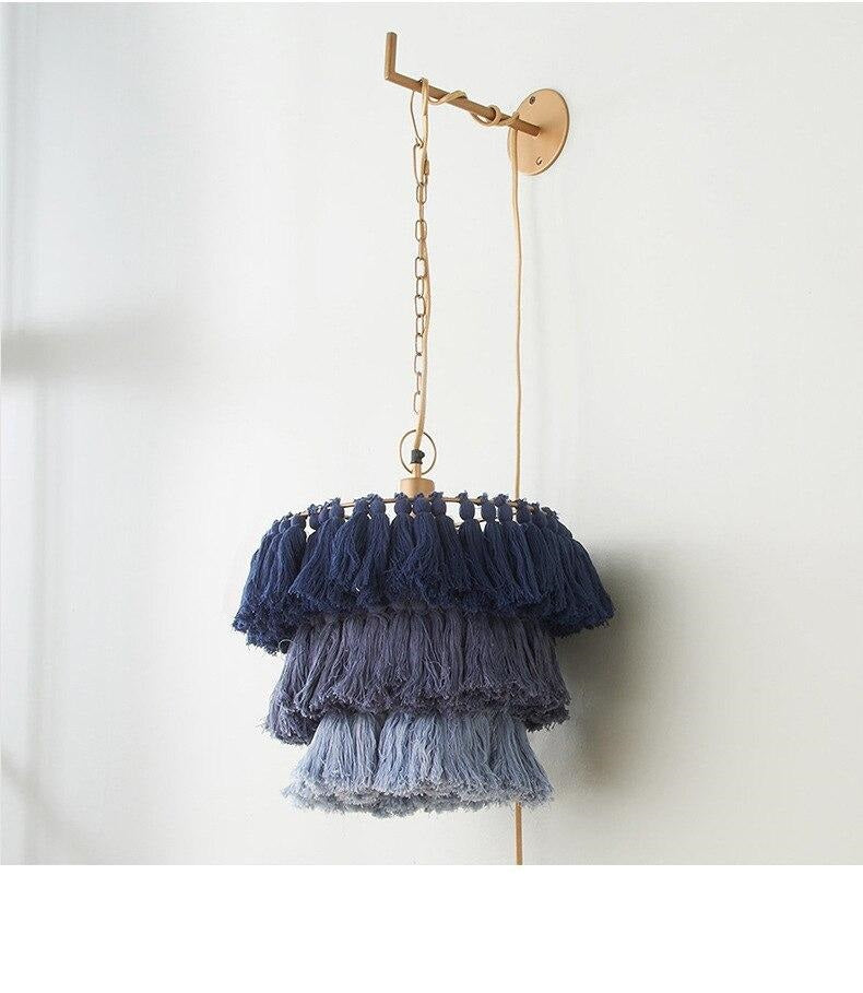 Nordic Pink Tassels Chandelier, Wall Lamp