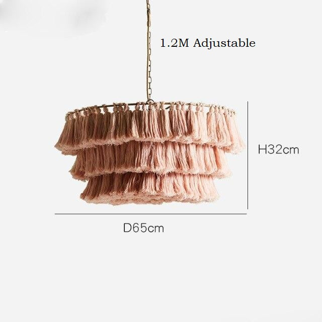 Nordic Pink Tassels Chandelier, Wall Lamp