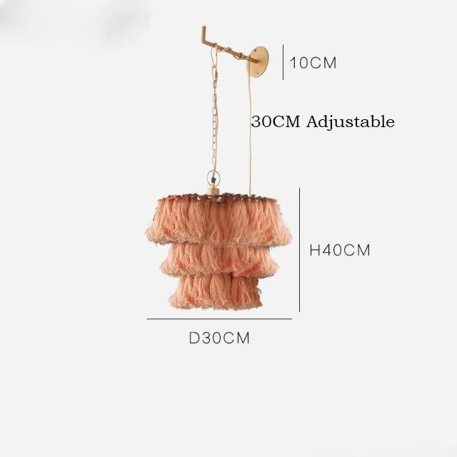 Nordic Pink Tassels Chandelier, Wall Lamp