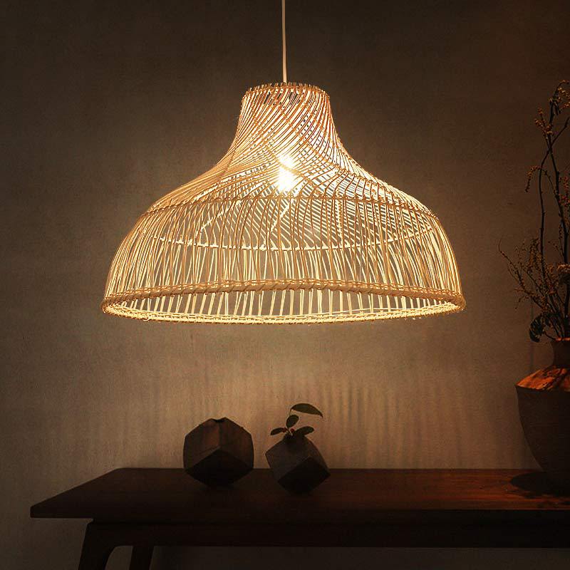 Med Coastal Handmade Rattan Pendant Light