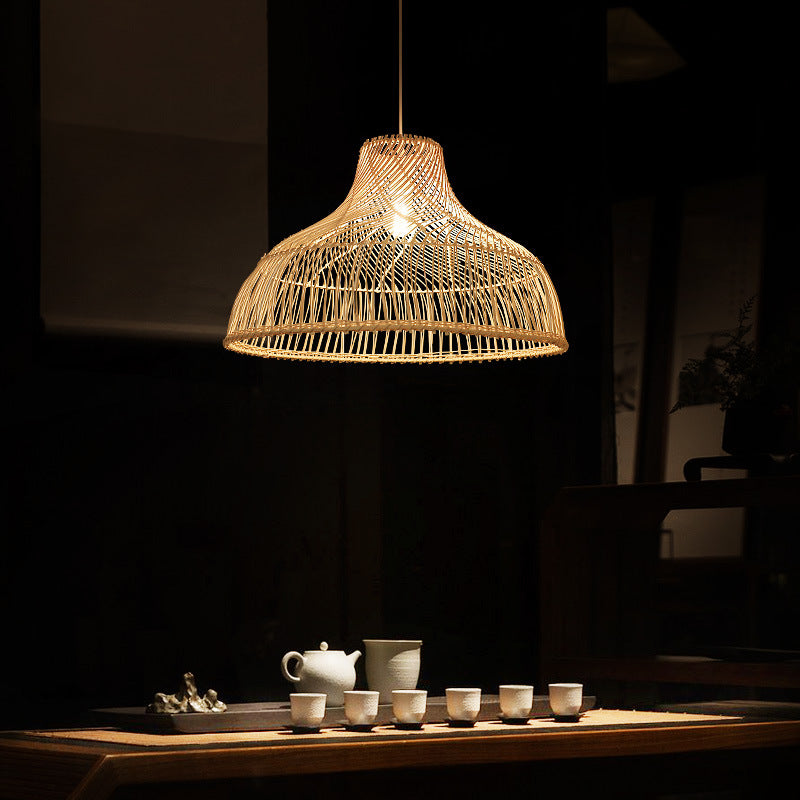 Med Coastal Handmade Rattan Pendant Light