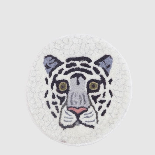 Soft Shaggy White Tiger Bath Rug