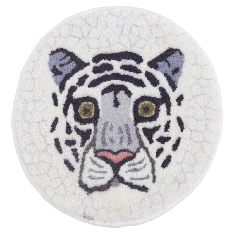 Soft Shaggy White Tiger Bath Rug