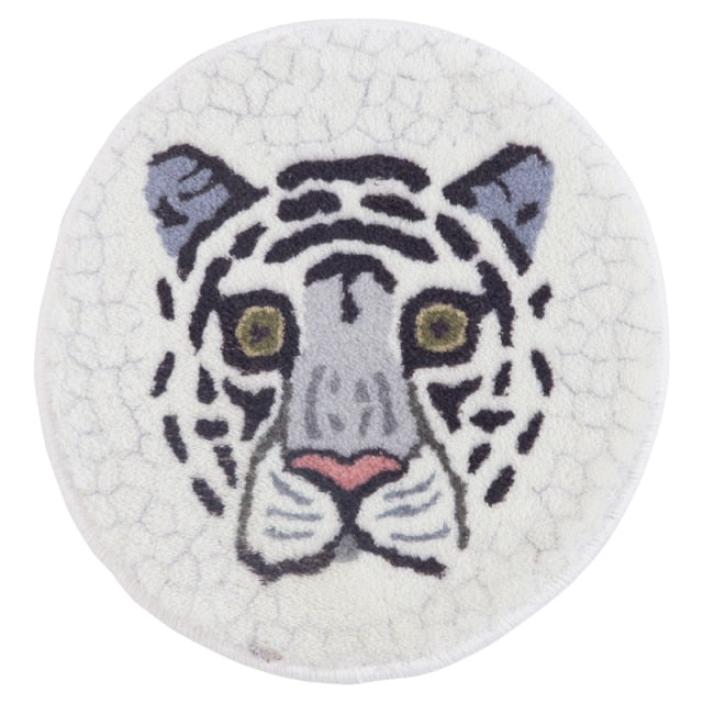 Soft Shaggy White Tiger Bath Rug