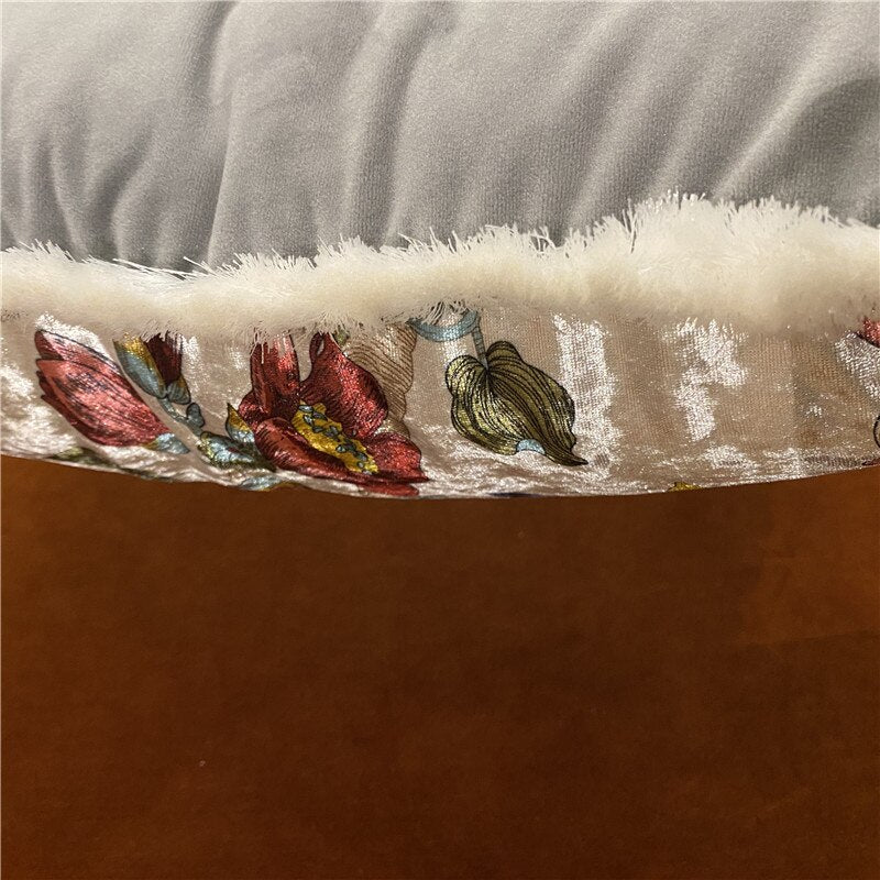 Italy Shiny Velvet Floral Hummingbird Pillow Case, 50X50cm