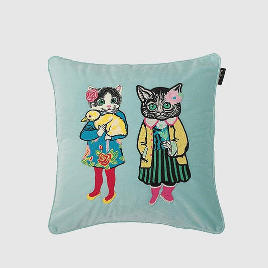 Retro GG Style Double Dogs Throw Pillow Case, 50x50cm