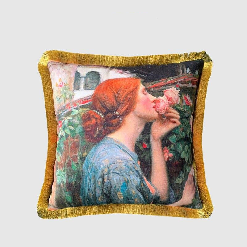 Girl with a Pearl Earring Tassel Pillow Case