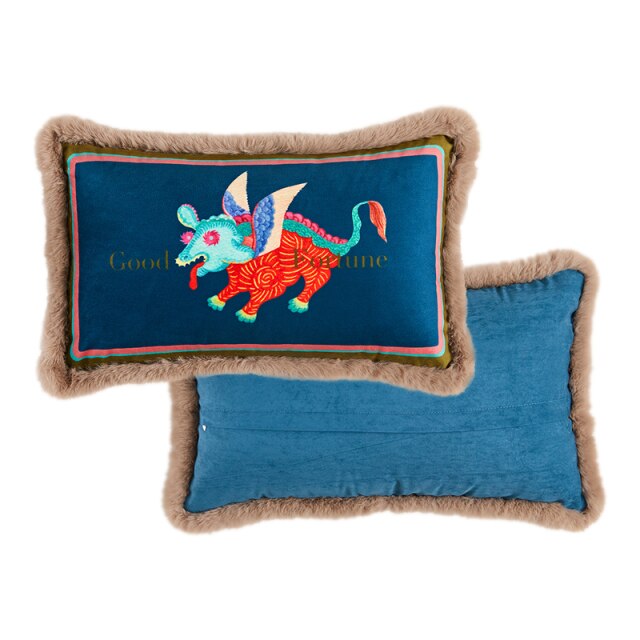 Chinese Man and Dog Lumbar Pillow Case, 30x50cm