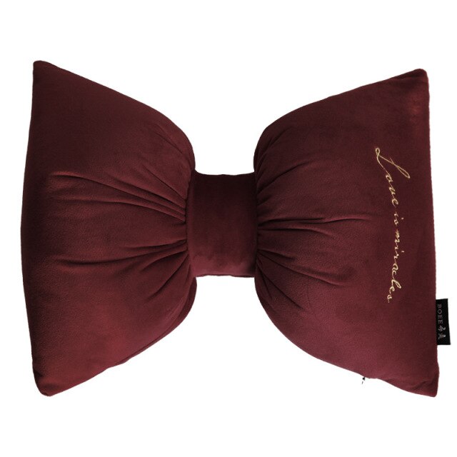 Multicolor Velvet Bow Tie Shaped Car Neck Pillow Case, 32x26cm