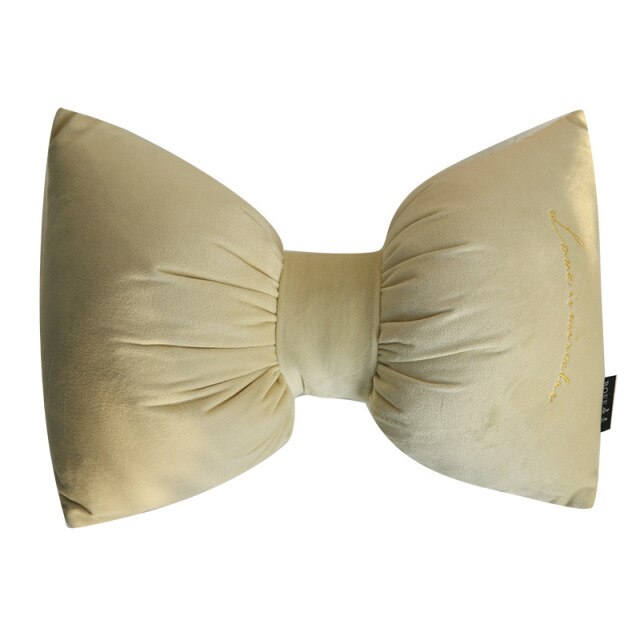 Multicolor Velvet Bow Tie Shaped Car Neck Pillow Case, 32x26cm