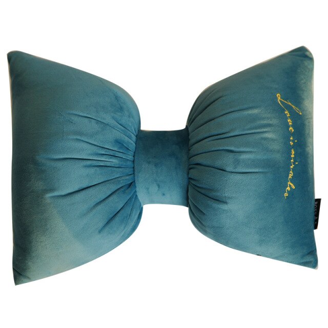 Multicolor Velvet Bow Tie Shaped Car Neck Pillow Case, 32x26cm