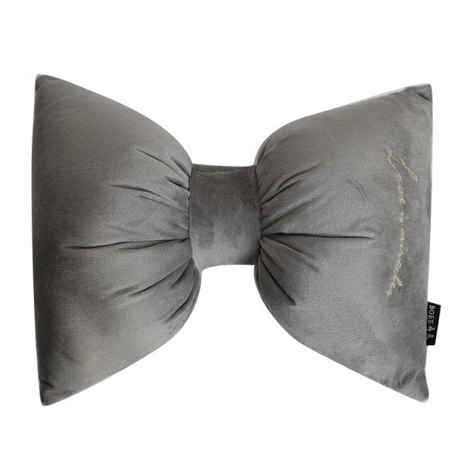 Multicolor Velvet Bow Tie Shaped Car Neck Pillow Case, 32x26cm