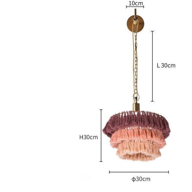 Nordic Pink Tassels Chandelier, Wall Lamp