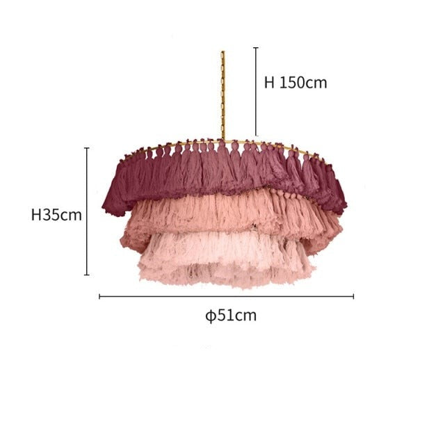 Nordic Pink Tassels Chandelier, Wall Lamp