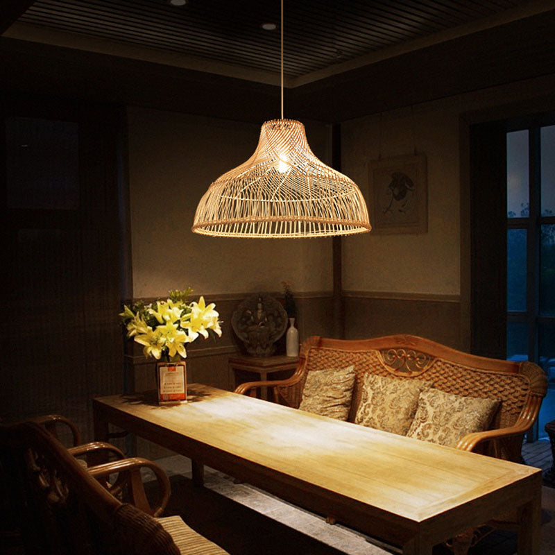 Med Coastal Handmade Rattan Pendant Light