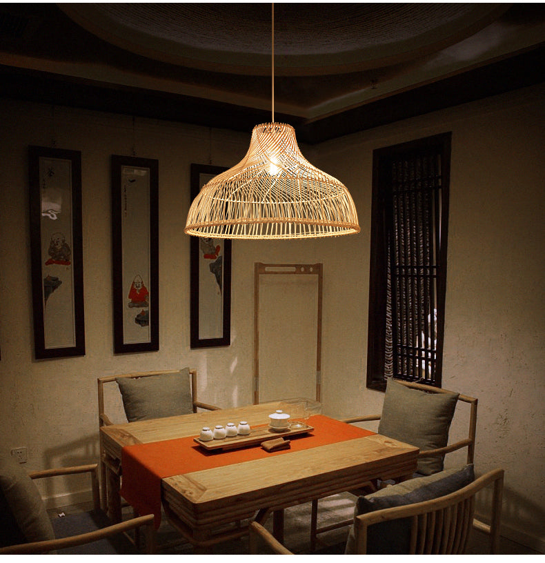 Med Coastal Handmade Rattan Pendant Light