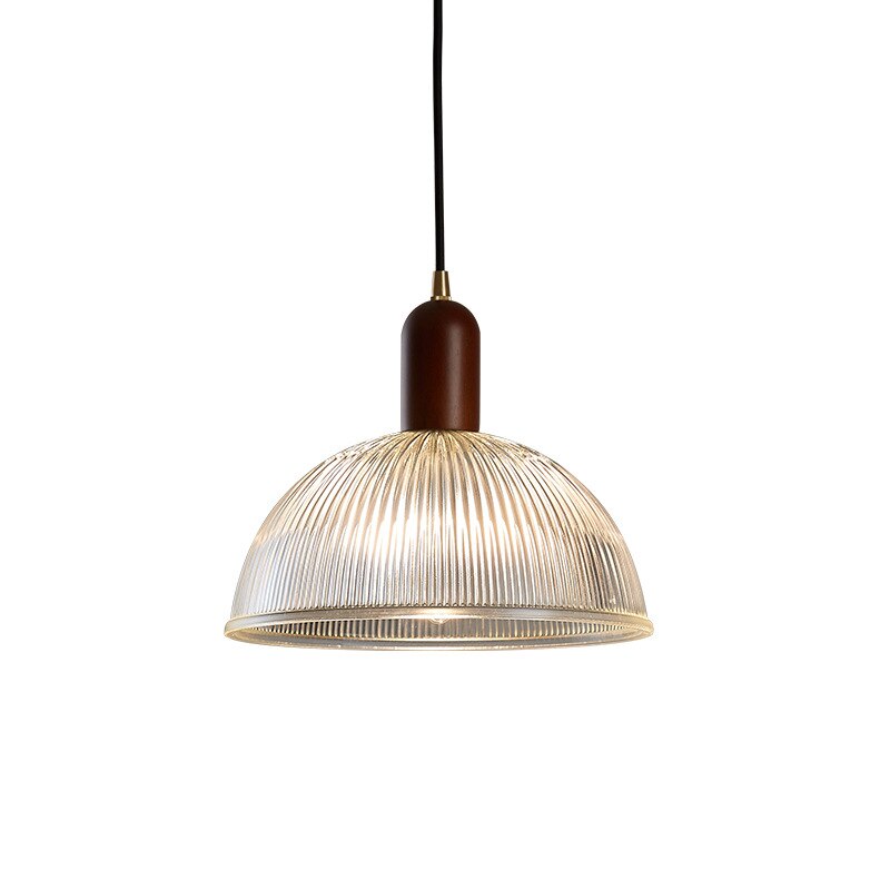 Japanese Red Wood Glass Pendant Light