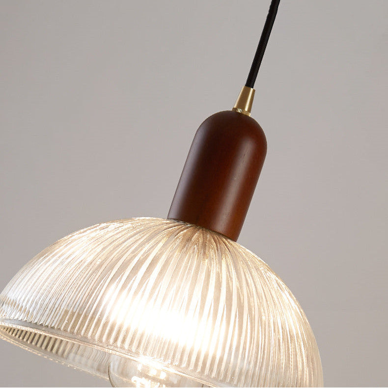 Japanese Red Wood Glass Pendant Light