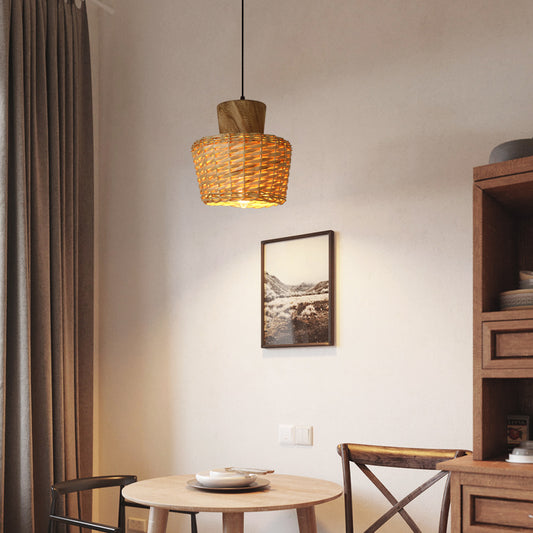 Japanese Zen Bamboo Small Rattan Pendant Light