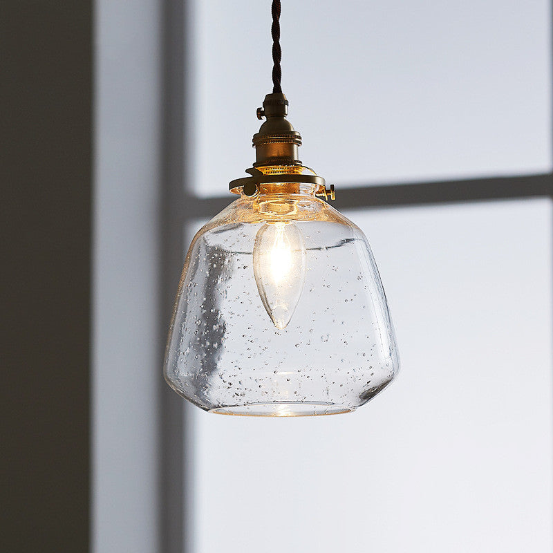 Clear Seeded Glass Pendant Light