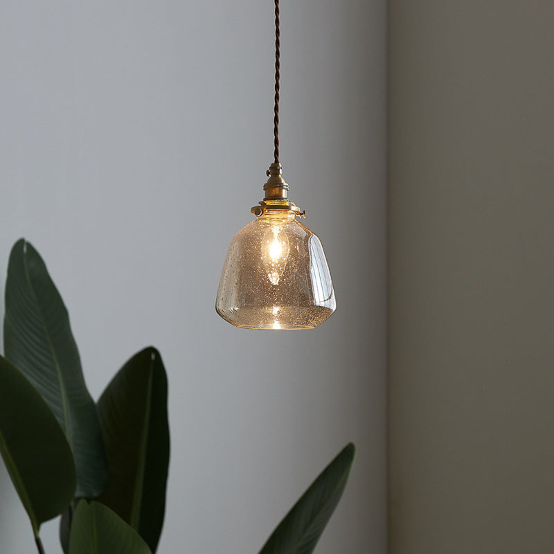 Clear Seeded Glass Pendant Light