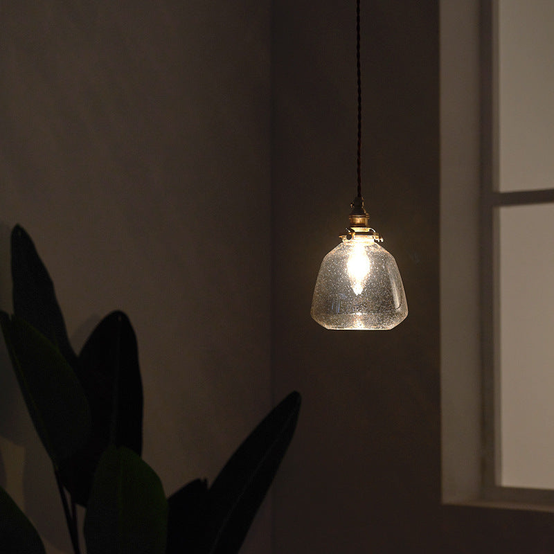 Clear Seeded Glass Pendant Light