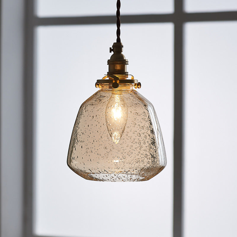 Clear Seeded Glass Pendant Light