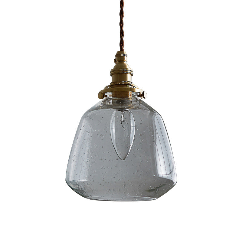 Clear Seeded Glass Pendant Light