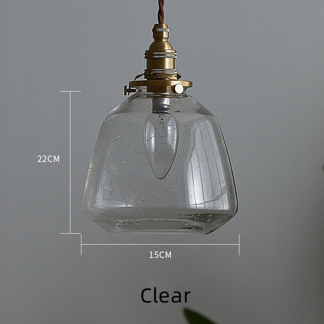 Clear Seeded Glass Pendant Light