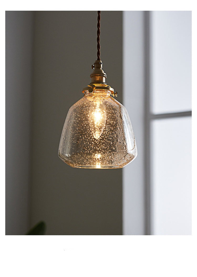 Clear Seeded Glass Pendant Light