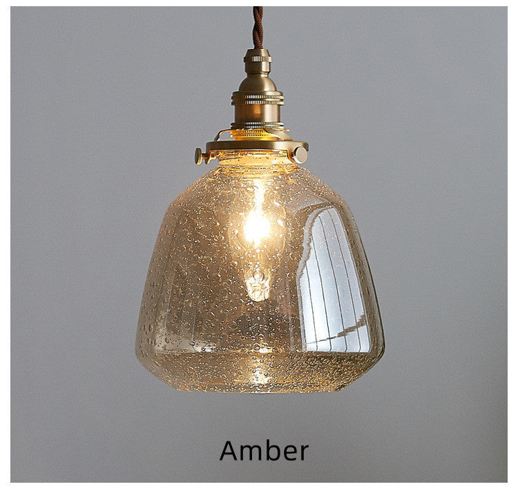 Clear Seeded Glass Pendant Light