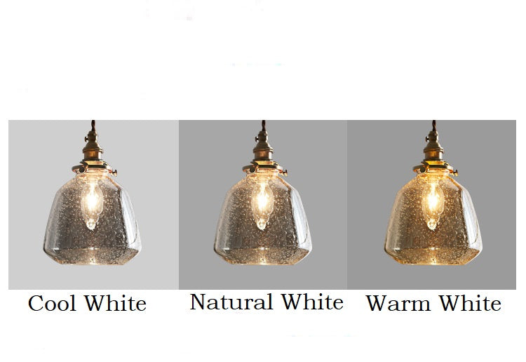 Clear Seeded Glass Pendant Light