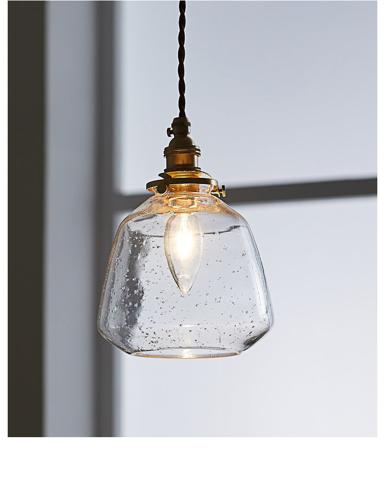 Clear Seeded Glass Pendant Light