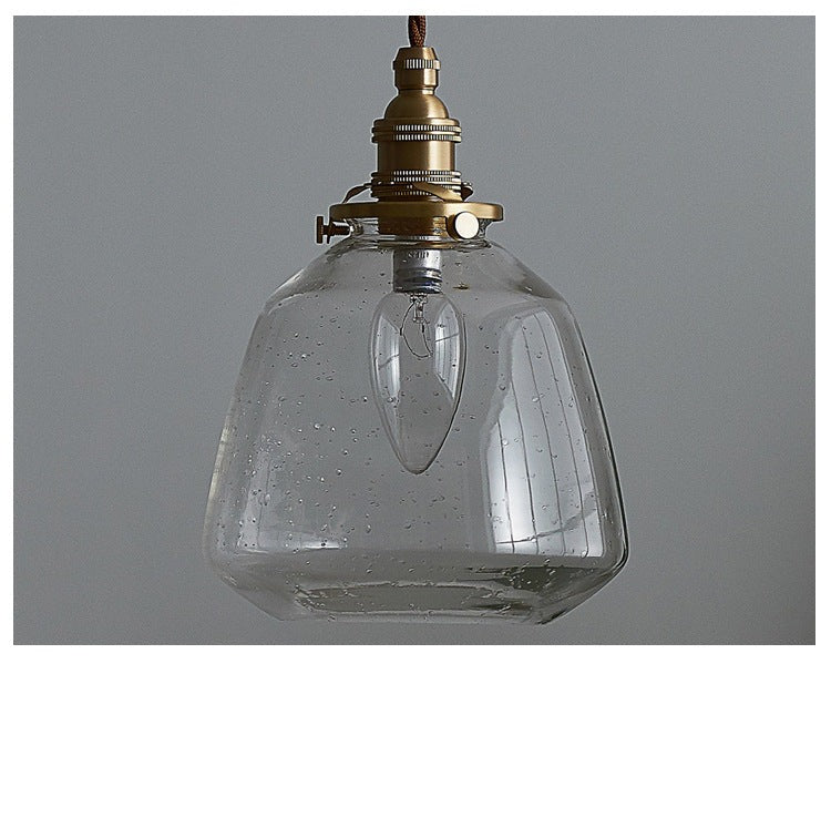 Clear Seeded Glass Pendant Light