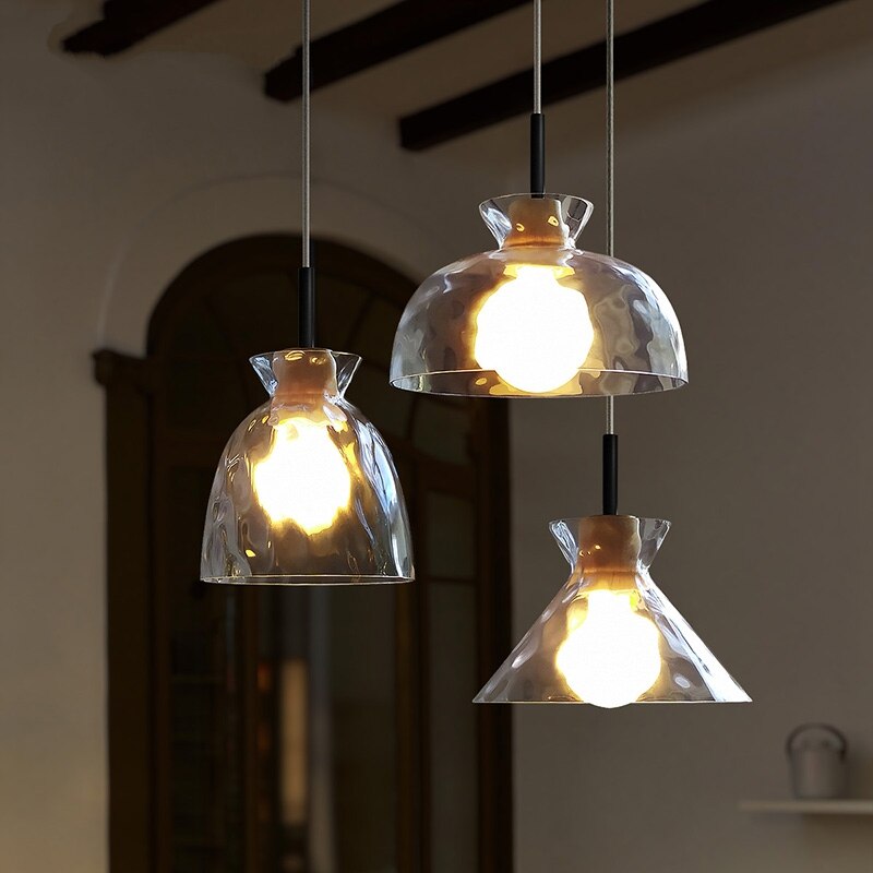 Japanese Ripple Glass Pendant Light