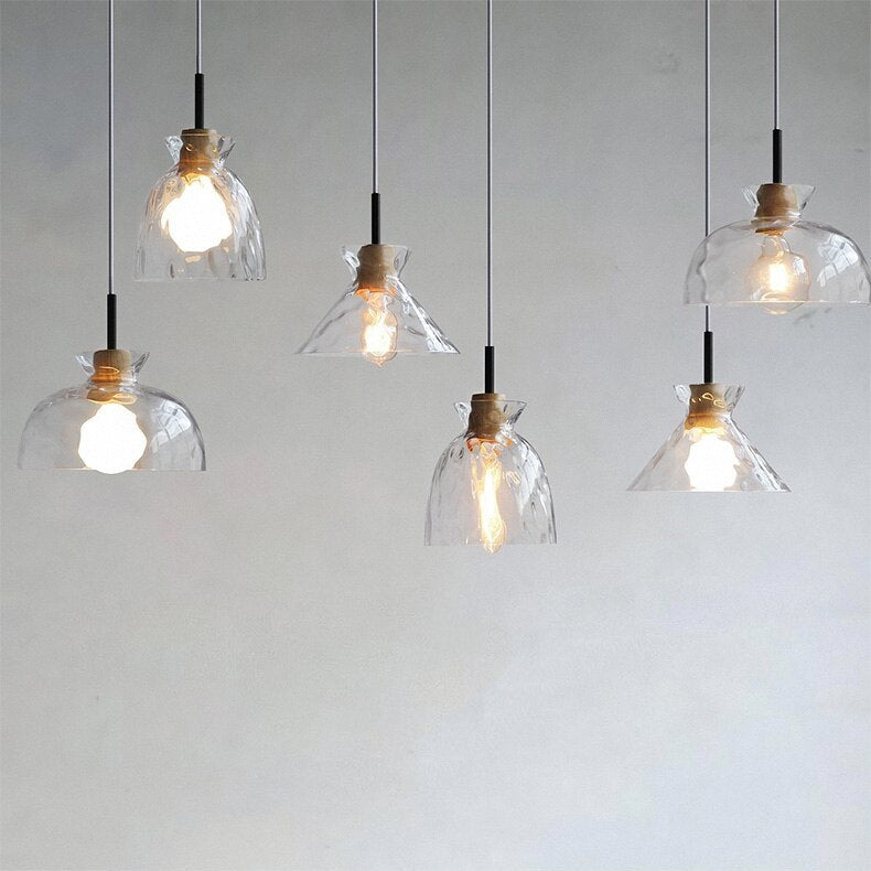 Japanese Ripple Glass Pendant Light